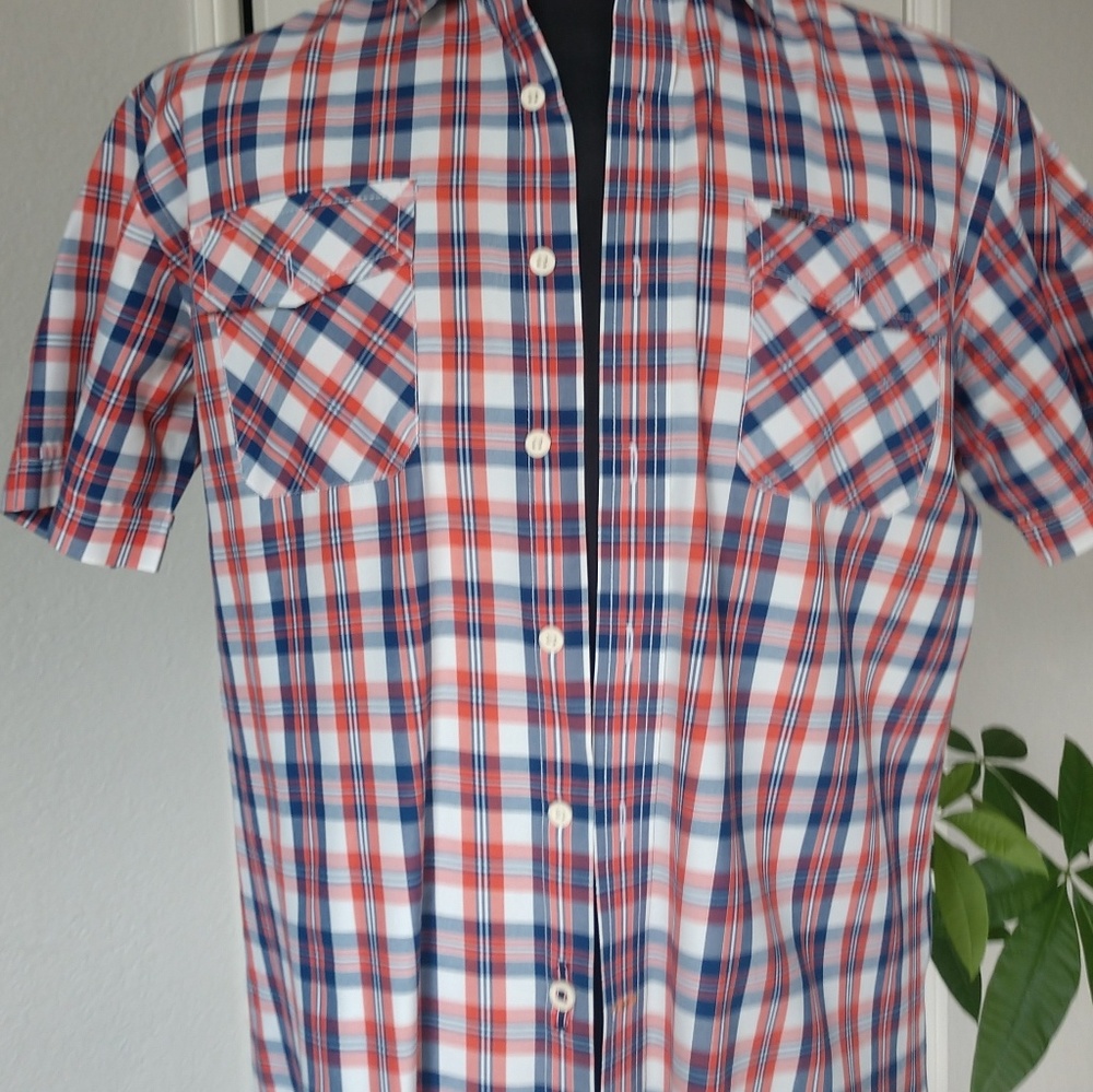 Izod Men's Shirt Plaid Short Sleeve